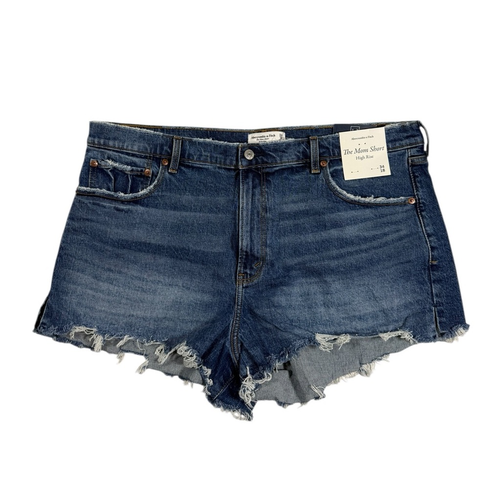 Abercrombie & Fitch The Mom Short High Rise Women 34 Distressed Cutoff Denim NWT